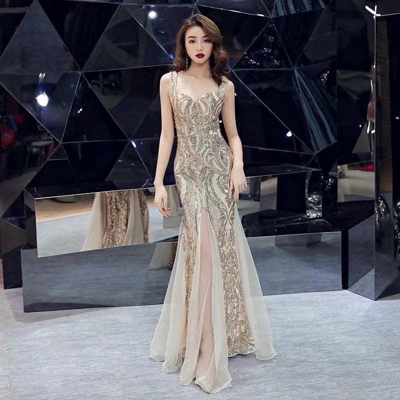 Fishtail Long Summer Sequins Sling Evening Dress Banquet 10991460002 941348734