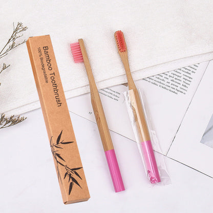 Natural bamboo handle round bamboo toothbrush 10999981836449