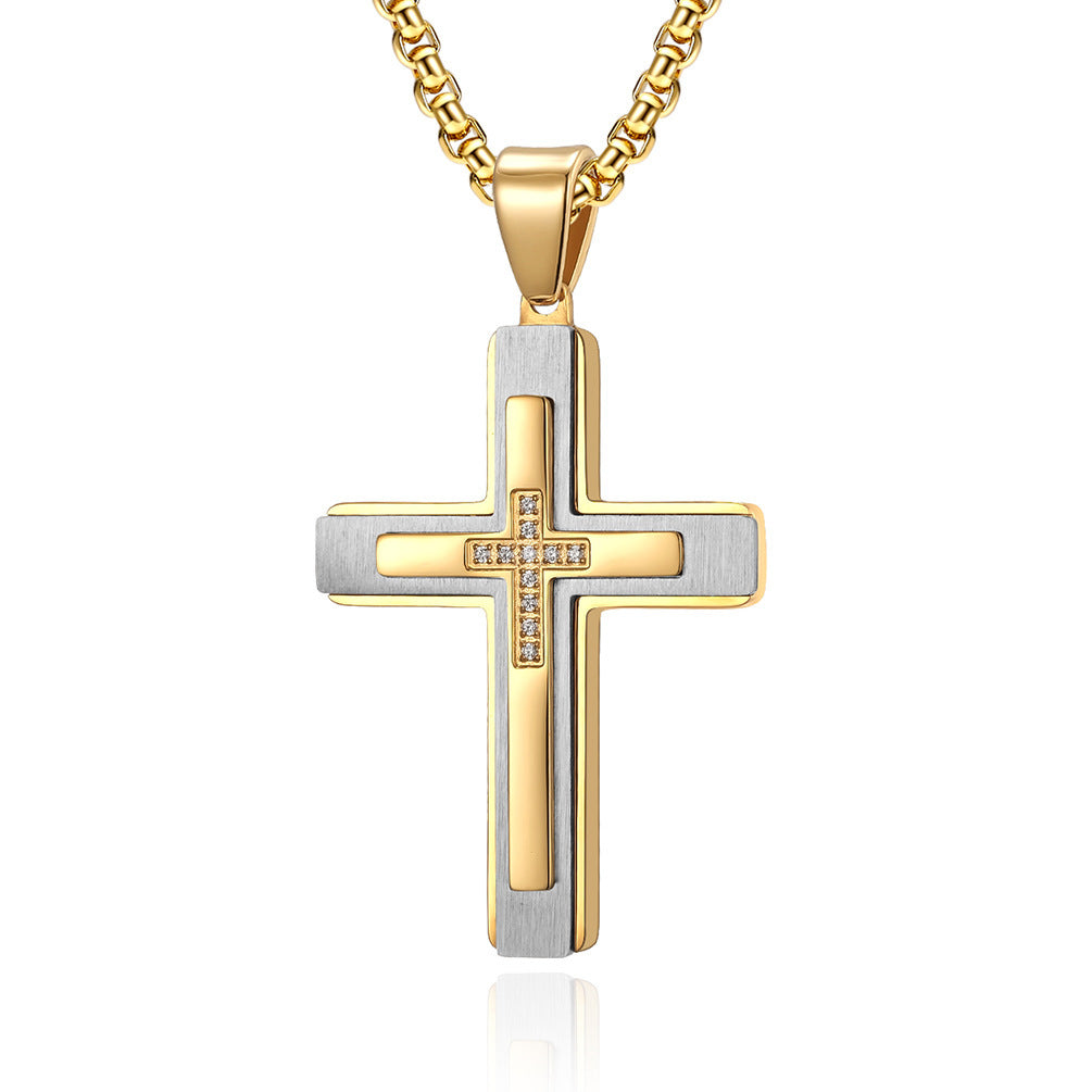 European And American Stone Cross Men's Pendant Necklace 10a05c8f 1c91 4b08 901a a0bf54f42855
