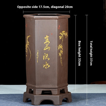 Fine Zisha Flowerpot Hand-carved Hexagonal 10b8a992 90d5 4e54 b1c1 268d9163cadb trans