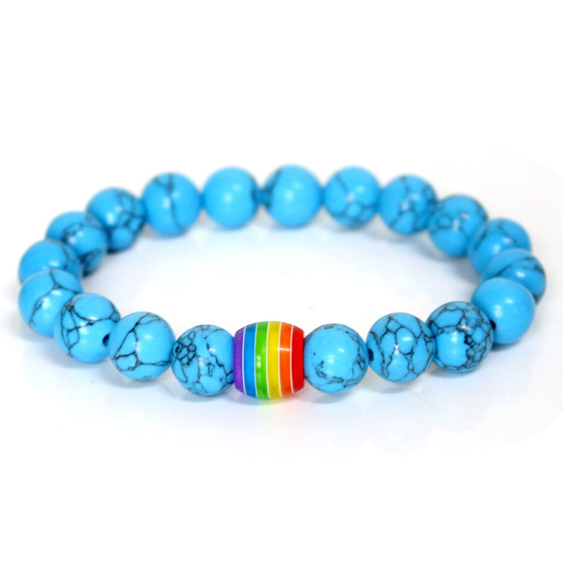 Rainbow Bead Bracelet Pride Natural Stone Strand Couple Bracelets 10cb1342 f737 4579 815f aec2c2193ee9