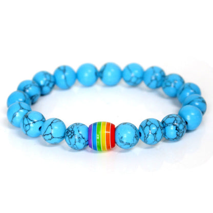 Rainbow Bead Bracelet Pride Natural Stone Strand Couple Bracelets 10cb1342 f737 4579 815f aec2c2193ee9
