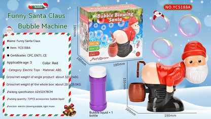 Electric Santa Claus Bubbles Machine Blowing Bubbles Music Light Entertainment Toy Prank Funny Ornament Christmas Gifts Chris