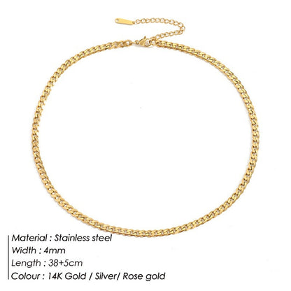 Stainless Steel Necklace 14K Gold Plated Cuban Chain Clavicle Chain 10de4b35 5997 4ee0 85b5 4164252278d1