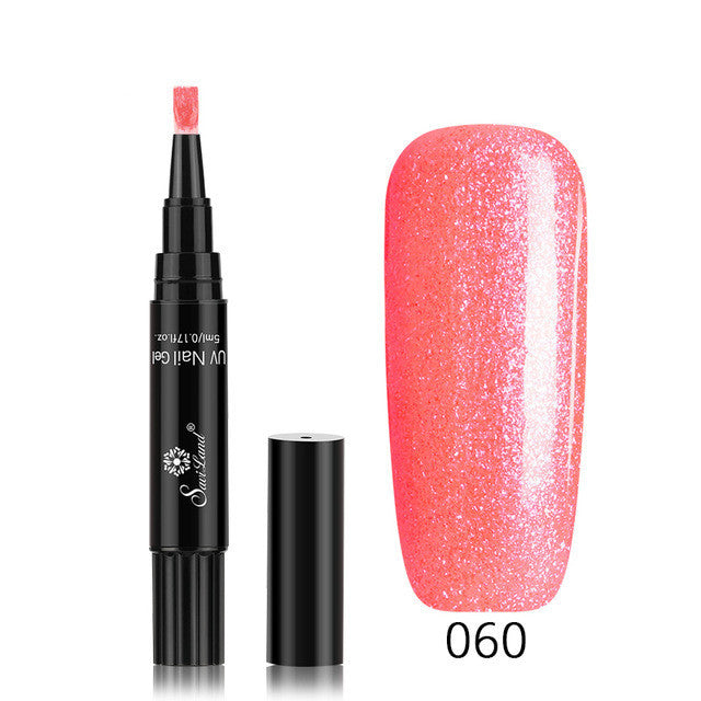 3 In 1 Gel Nail Varnish Pen Glitter One Step Nail Art Gel Polish Hybrid - HD Wireless Product #60