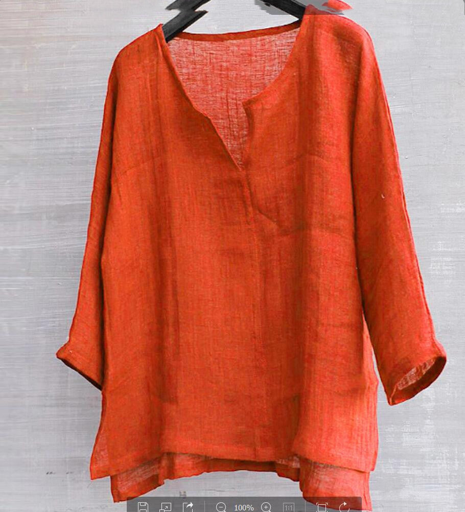 Cotton linen solid stand collar shirt 11047994111611