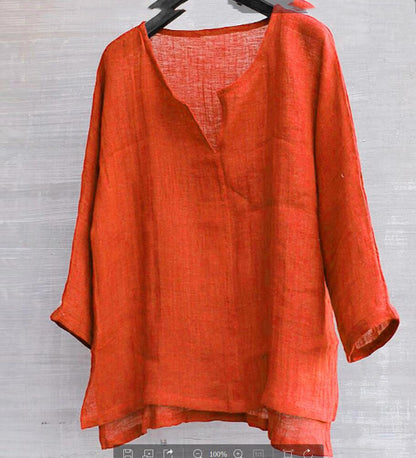 Cotton linen solid stand collar shirt 11047994111611