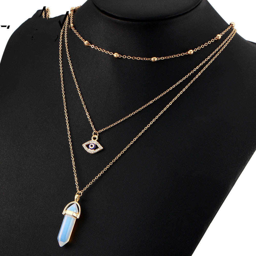 Diamond Eye Pendant Triple Chain 1105182414604