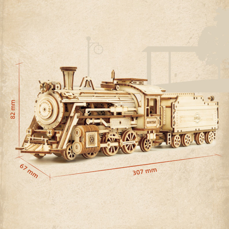 3D Wooden Puzzle Train Model DIY Wooden Train Toy Mechanical Train Model Kit Assembly Model Home Decoration Crafts - HD Wireless Product #9