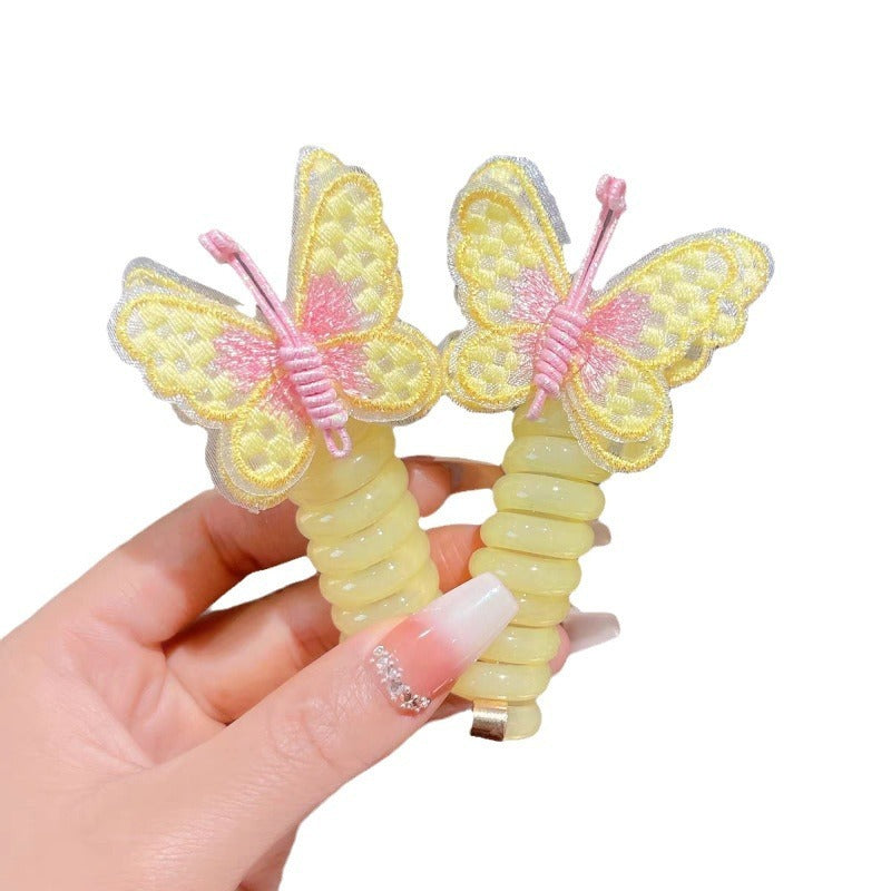 Children's New Embroidered Butterfly Phone Line Hair Ring 11075fc2 02ad 4c87 a429 840d76b6e7ae