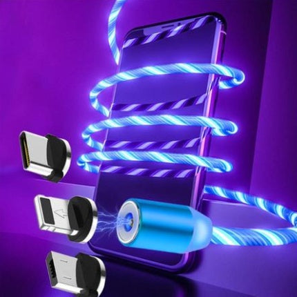 Compatible with Apple, Flowing Ligh Magnetic Streamer Data Line Cable for Iphone Android Typec - 图片 1