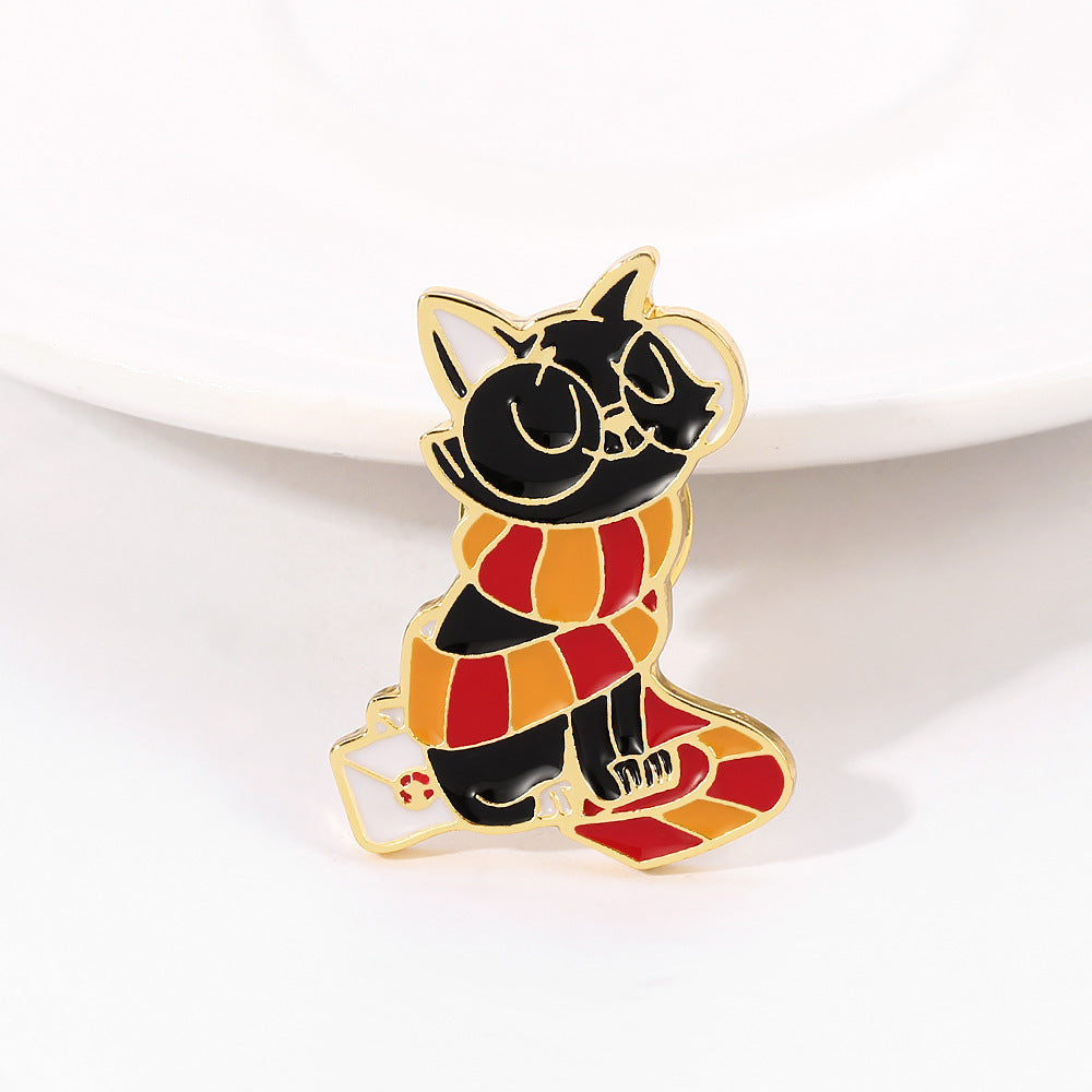 Fashion Cat With Scarf Metal Enamel Brooch 110d2aa2 0d33 40e8 a07e 5b4b09d8989f