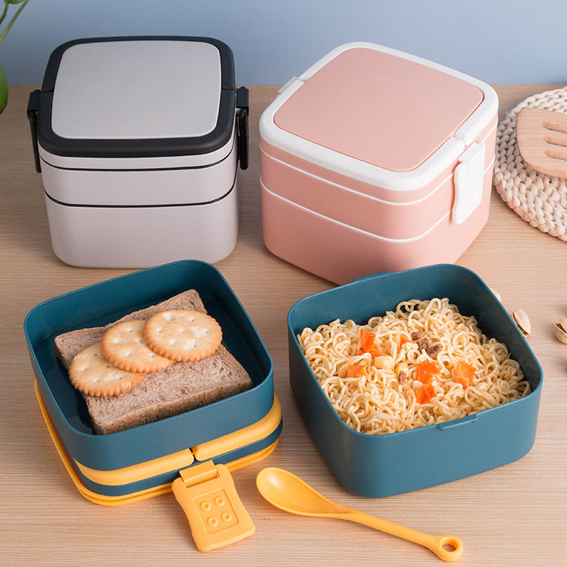 Double-layer portable lunch box with lid bento box 111075890785