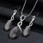 Fashion Opal Jewelry Sets For Woman Cubic zirconia Water Drop Necklace Pendant Earrings Statement Bridal Wedding Party Gift 1
