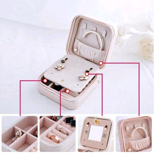 Creative travel portable jewelry box earrings earrings jewelry storage box leather small jewelry bag 1113933402236