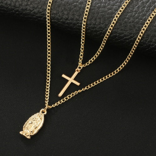 Fashion simple gold-plated Madonna cross necklace 1114242812128