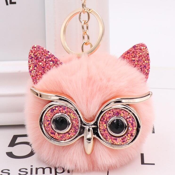 Lovely Owl Plush Doll Kids Favors Fur Ball Key Chain 1114716288597