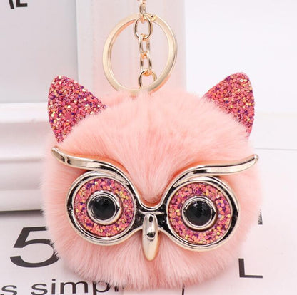 Lovely Owl Plush Doll Kids Favors Fur Ball Key Chain 1114716288597