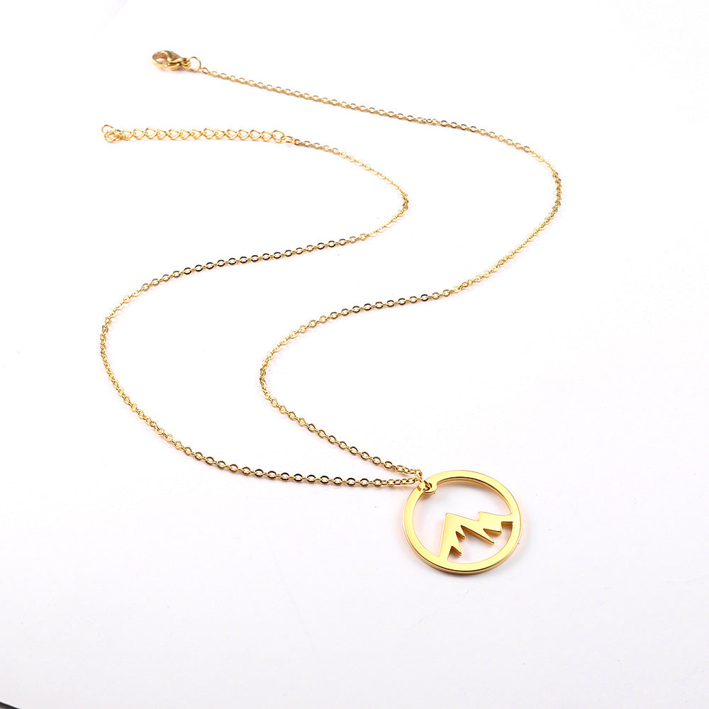 Mountain Pendant Necklace Gold Silver Minimalist Nature Snow Mountain Necklace For Women Men Fashion Adventure Jewelry Gift 1