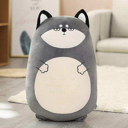 Cartoon cute animal dinosaur pig husky plush pillow cushion 11221355416018