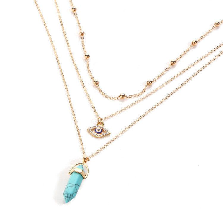 Diamond Eye Pendant Triple Chain 1122539442623