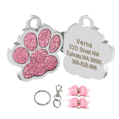 Zinc alloy custom glitter foot paw dog tag 1123756046663