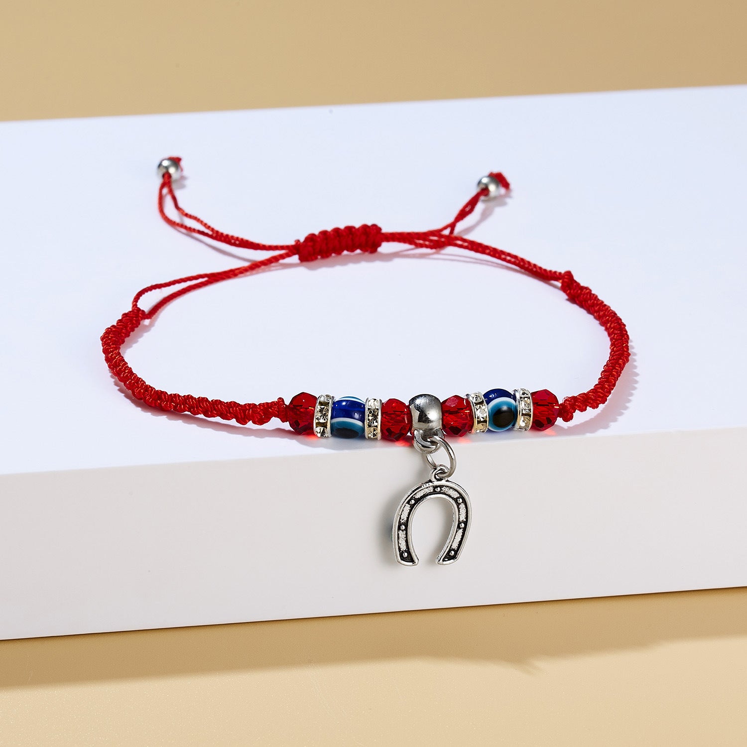 Red cord braided adjustable bracelet 1129075652702