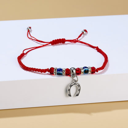 Red cord braided adjustable bracelet 1129075652702