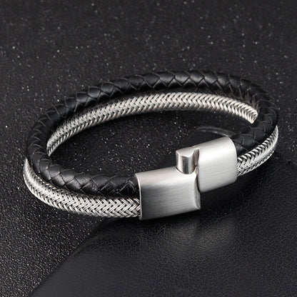 Men's multi-layer braided leather bracelet 11297117204353