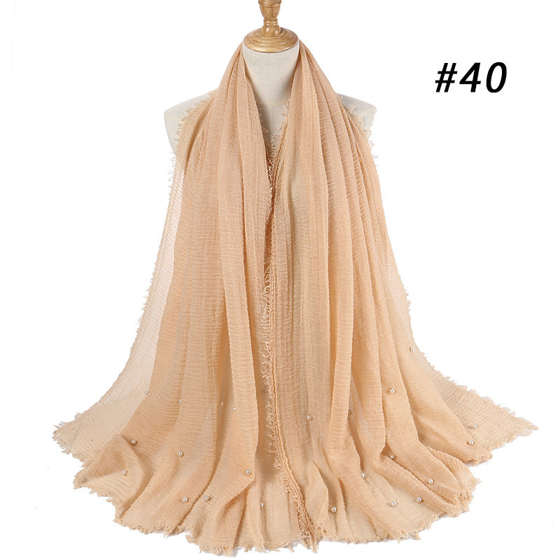 Cotton and linen crumpled monochrome scarf 1134923027452
