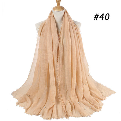Cotton and linen crumpled monochrome scarf 1134923027452