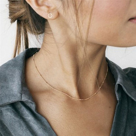 Peas chain plated simple stacked belt wild clavicle chain 1139037441212