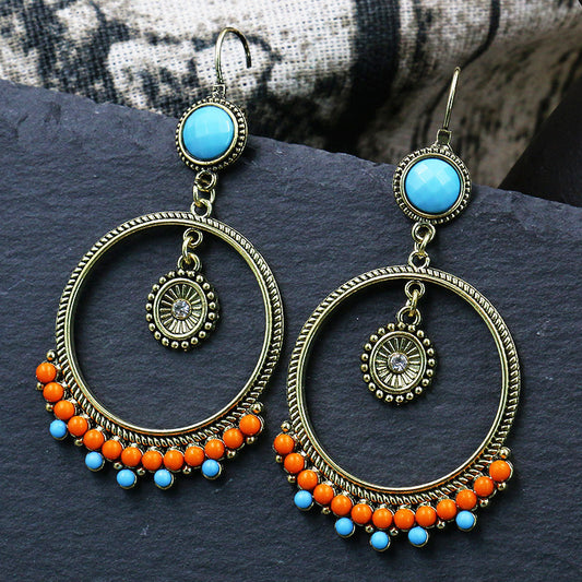 Fashion round wooden bead earrings 1142608027768