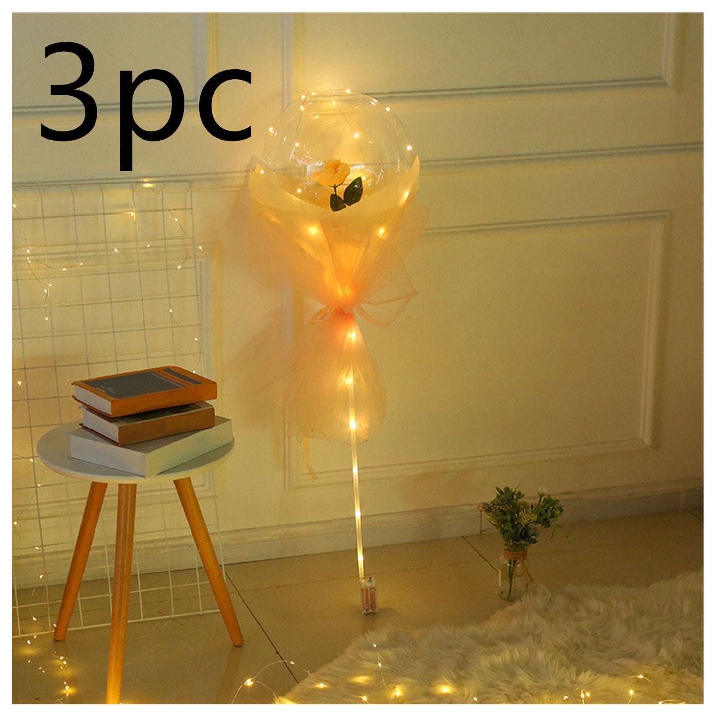 LED Luminous Balloon Rose Bouquet Transparent Bobo Ball Rose 114343490185349