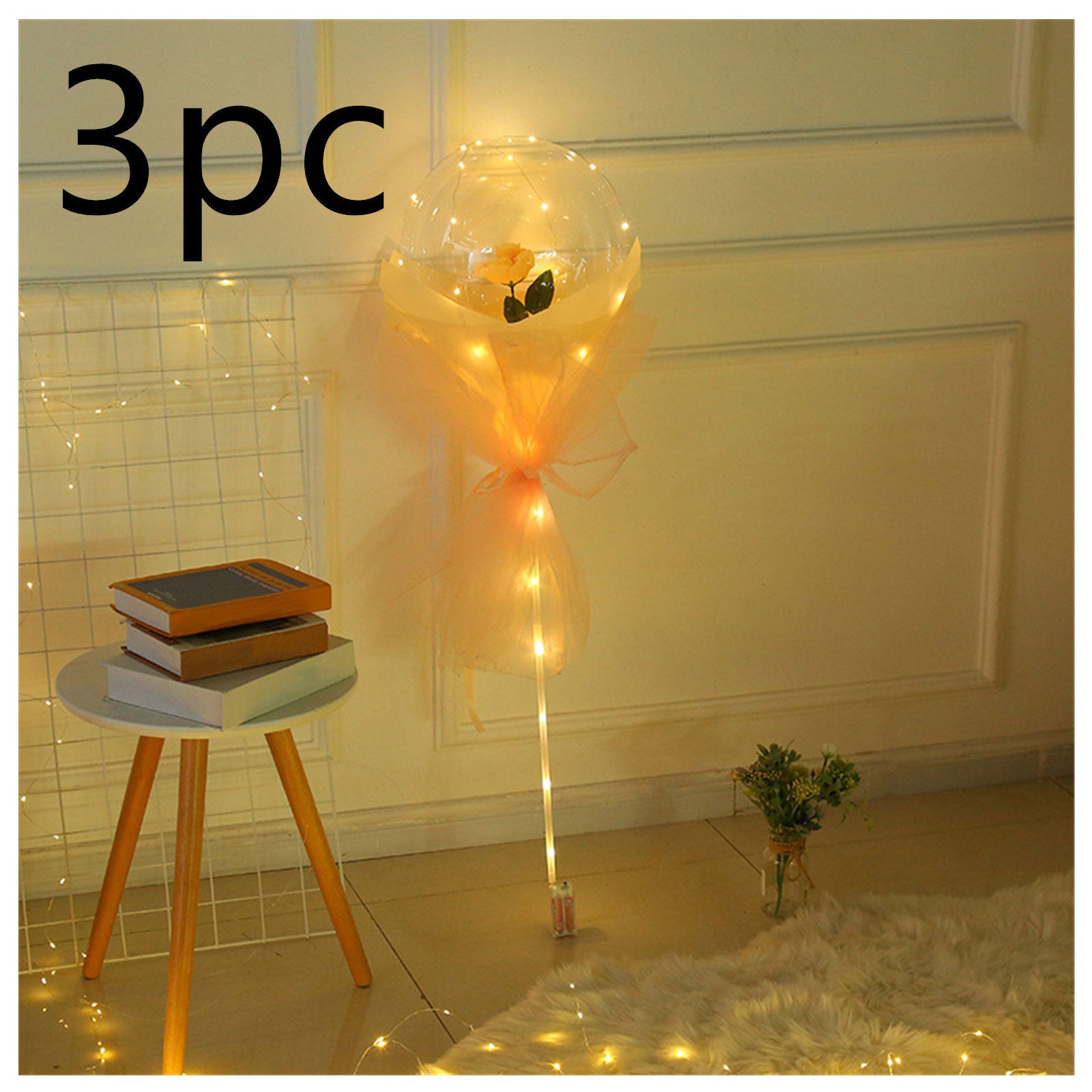 LED Luminous Balloon Rose Bouquet Transparent Bobo Ball Rose 114343490185349
