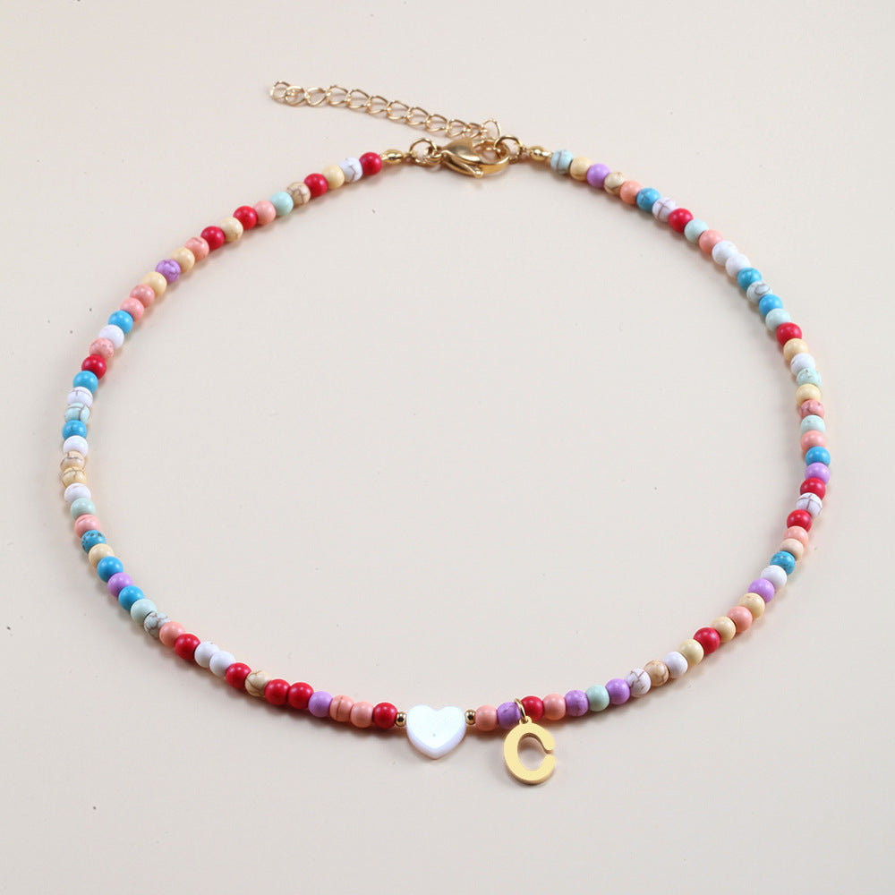 Colorful Beads Initial Choker For Women Stainless Steel Lett 11565f40 1a5f 4f49 ae21 780f84ca5ddc