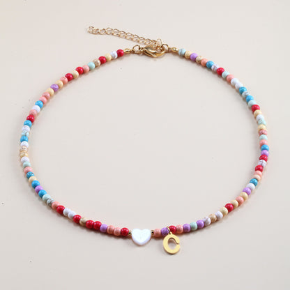 Colorful Beads Initial Choker For Women Stainless Steel Lett 11565f40 1a5f 4f49 ae21 780f84ca5ddc