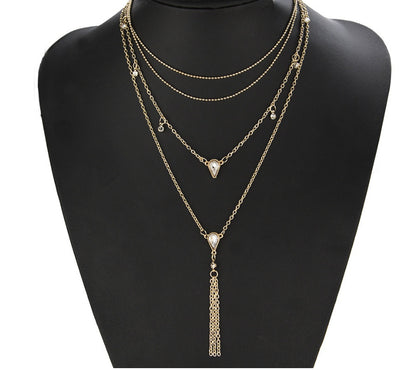 Vintage four-layer drop diamond necklace 1164678667985