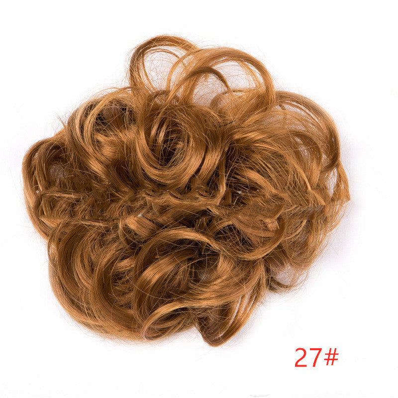 Europe, Japan, and South Korea popular hair bun fluffy natural drawstring curly hair ball head hair ring hair set female hair