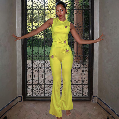 Women's Personality Fashion Solid Color Simple Set