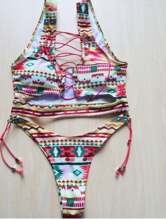 Pineapple Bikini for big boob Women Lace Up Swimwear Thong bikini set two pieces Swimsuit Bathing Suit female 1174572152720