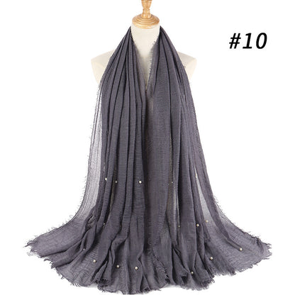 Cotton and linen crumpled monochrome scarf 1175031325629