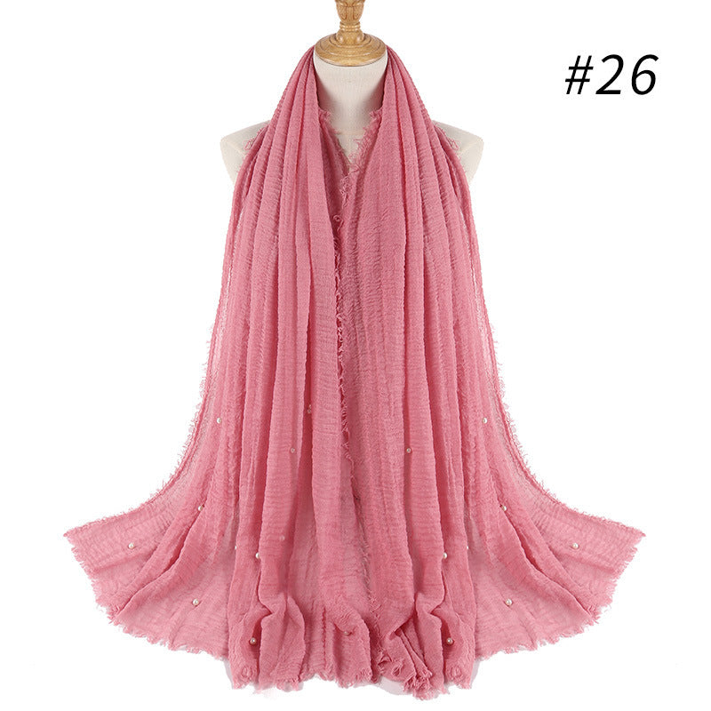 Cotton and linen crumpled monochrome scarf 11802773527895