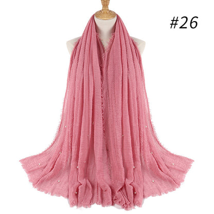 Cotton and linen crumpled monochrome scarf 11802773527895