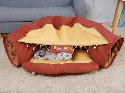 Pet Cats Tunnel Interactive Play Toy Mobile Collapsible Ferrets Rabbit Bed tunnels Indoor Toys Kitten Exercising Products 118