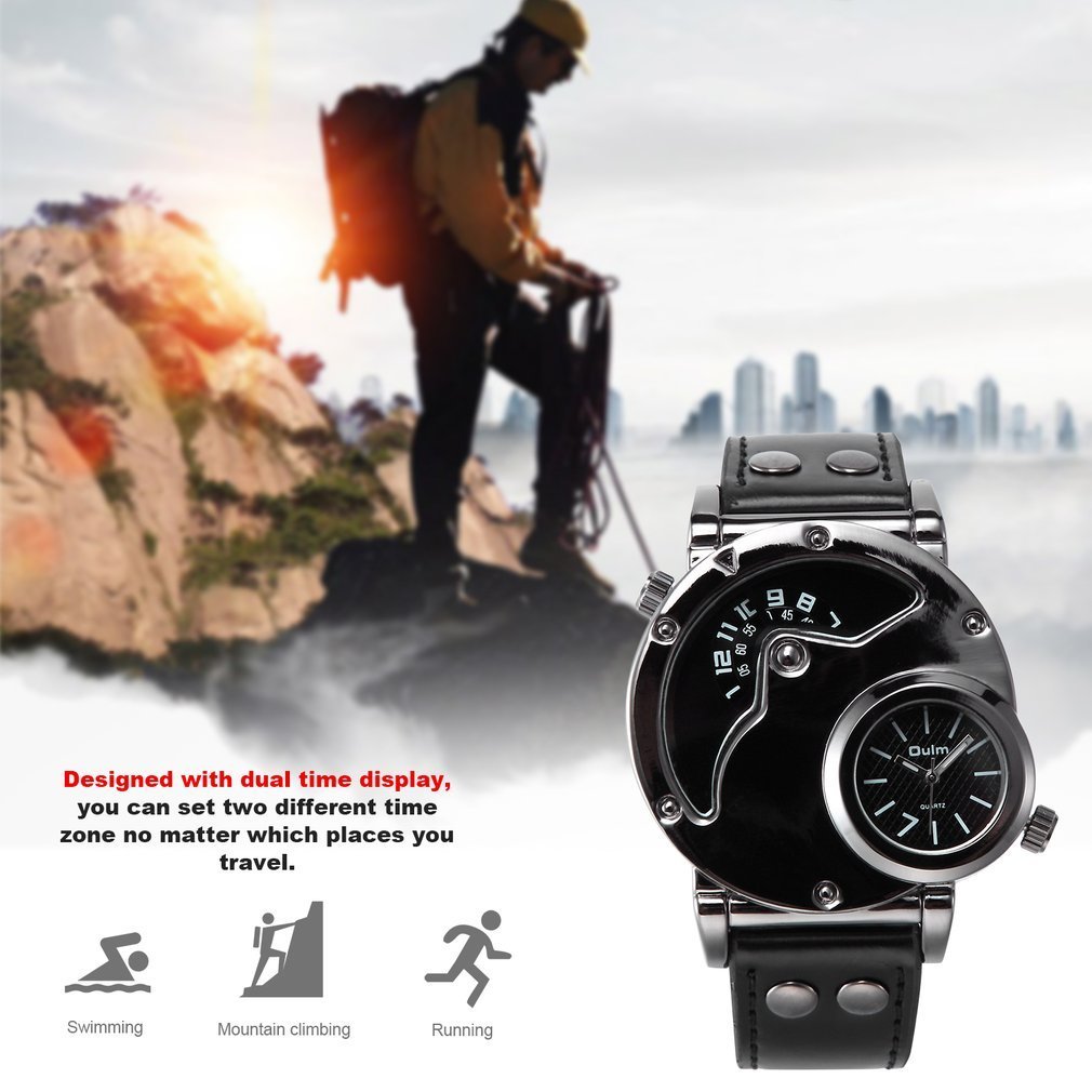 OULM dual time zone quartz watch 11856112854491