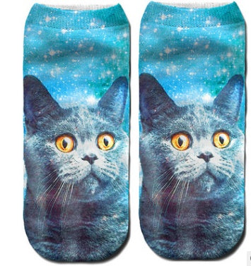 Popular Funny Unisex Short Socks 3D Cat Printed Anklet Socks Casual Socks 1189462189378