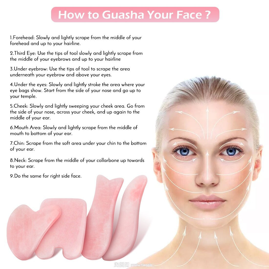 Whole Massage Gua Sha Tools Natural Rose Quartz Massage Stone 11896273295262