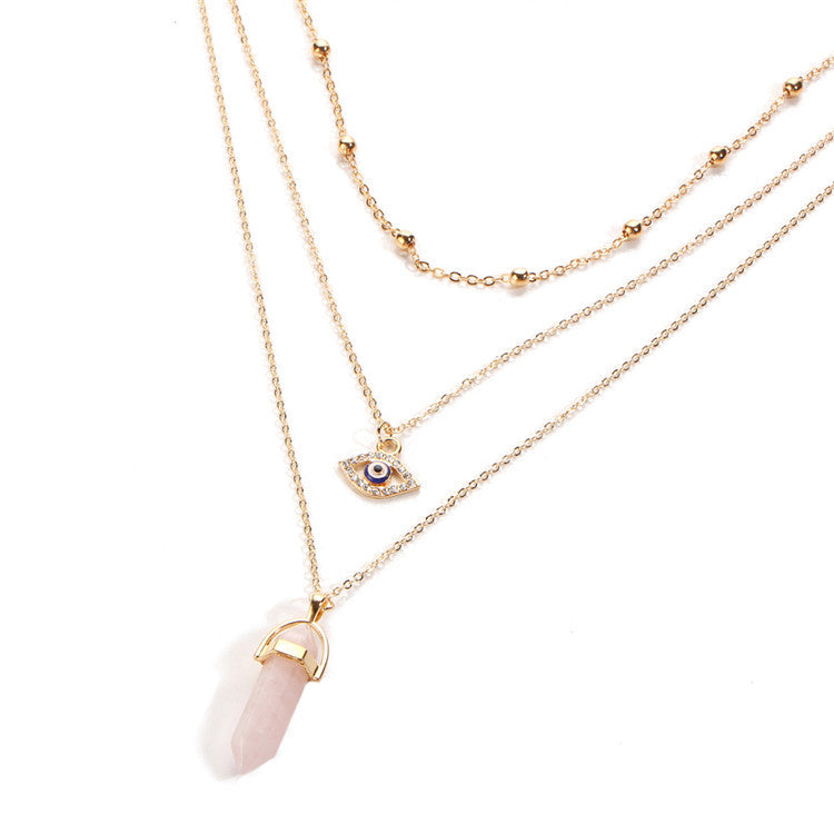 Diamond Eye Pendant Triple Chain 1192305651503