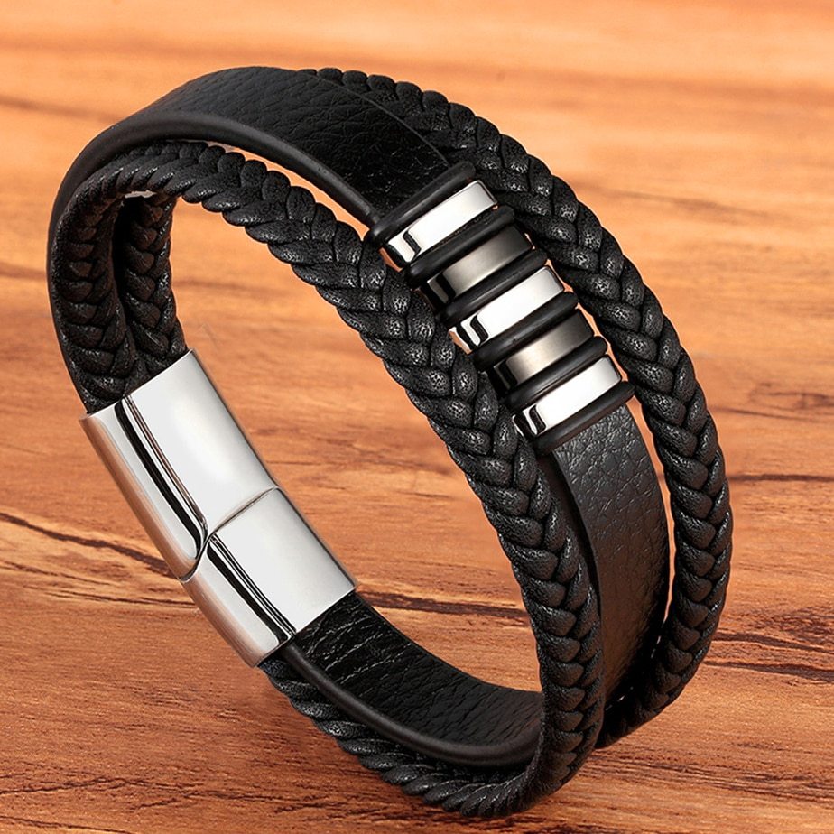 Men's multi-layer braided leather bracelet 1194116945667